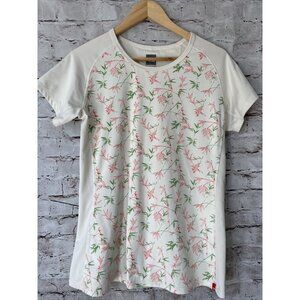 North Face Women’s T-Shirt Tee Sz L Beige Bamboo Leaves Print‎ Casual Outdoor